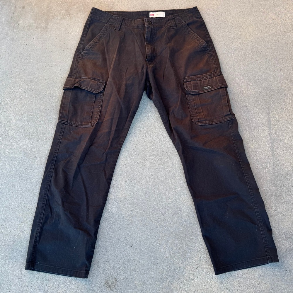 Wrangler Men Relaxed Fit Cargo Pants Black Stretch Cotton‎ 34x30